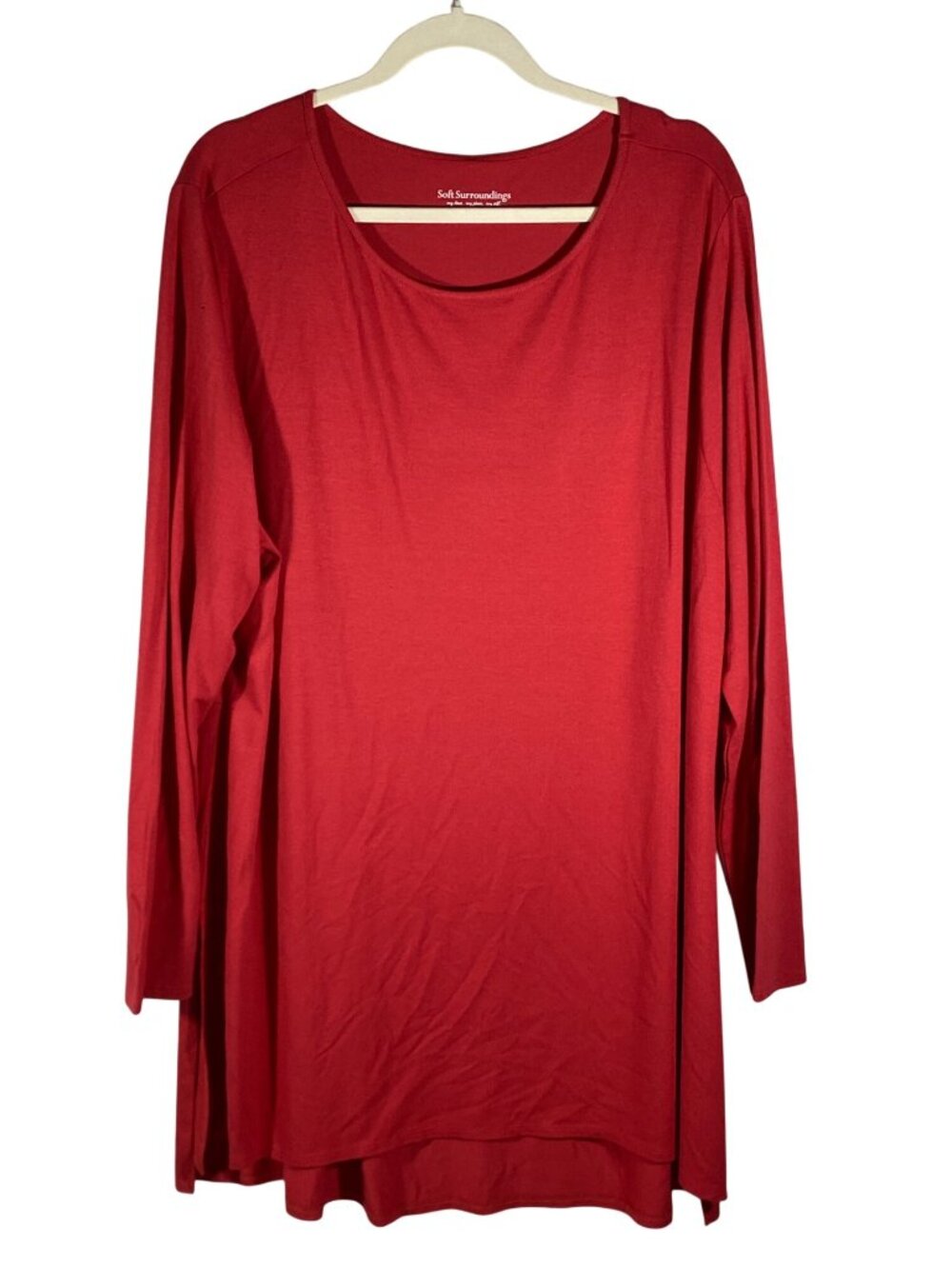Soft Surroundings stretch jersey knit Red Long Sleeve Tunic Top 2X Plus Size
